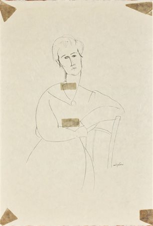Amedeo Modigliani RITRATTO FEMMINILE serigrafia su carta di riso (d'apres),...