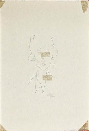 Amedeo Modigliani RITRATTO DI DONNA CON CAPPELLO serigrafia su carta di riso...