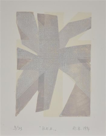 Emiliano Bonfanti B.E.R. xilografia su cartoncino, cm 28x22 sigla, titolo e...