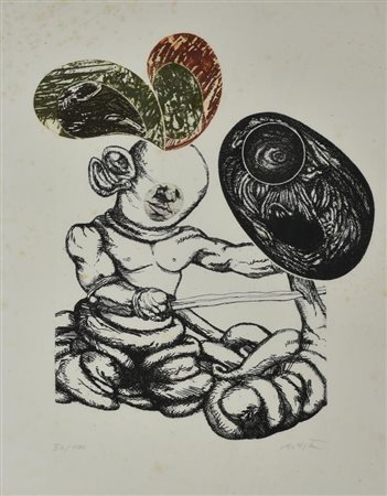 Ignoto SENZA TITOLO litografia su carta, cm 63x50; es. 50 su 100 firma