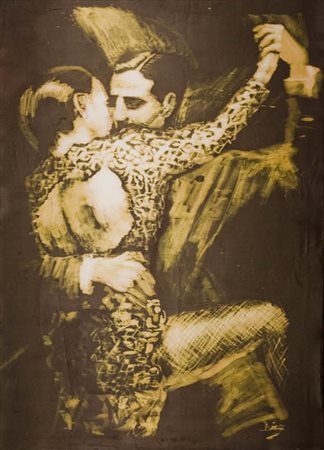 Bea Diez - Abrazo de tango - 2007 seta decolorata cm. 85x62 Firma in basso a dx