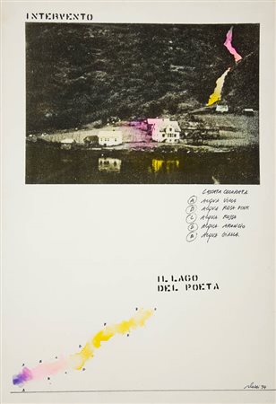 Fabrizio Plessi - Il lago del poeta - 1974 Firma in basso a dx. t.m. su tela...