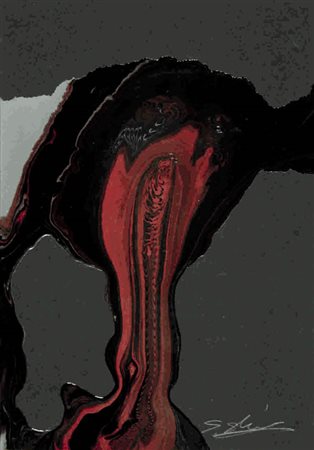 Shozo Shimamoto - Whirlpool - 1965 smalti su cartone cm. 26x18 Firma in basso...