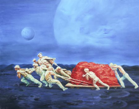 Ji Lei - Legend Red Stone No 2 - 2004 olio su tela cm. 150x190. Autentica su...