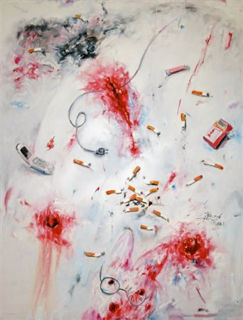 Xiao Ping - Senza titolo - 2006 olio su tela cm. 130x100 Firma al centro a...