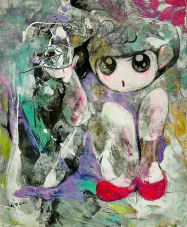 Loco - Shelter from the rain - 2009 acrilico su tela cm. 72x60. Certificato...