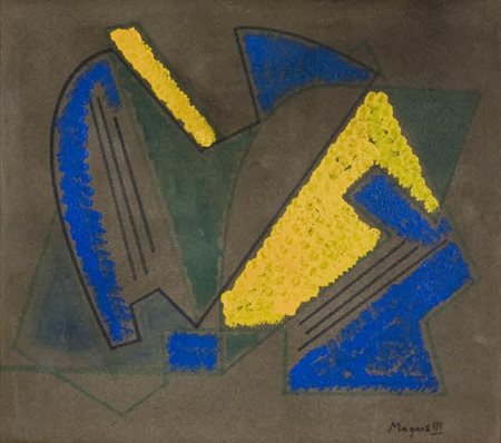 Alberto Magnelli - Composizione - tempera su cartoncino cm. 31x34 Firma in...