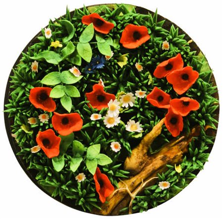 Piero Gilardi - Prato fiorito - 1993 tappeto natura cm. diam. 50. Autentica...