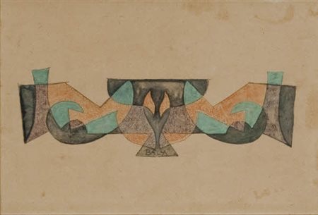 Giacomo Balla - Motivo per ricamo – 1917 - tempera su cartoncino intelato cm....