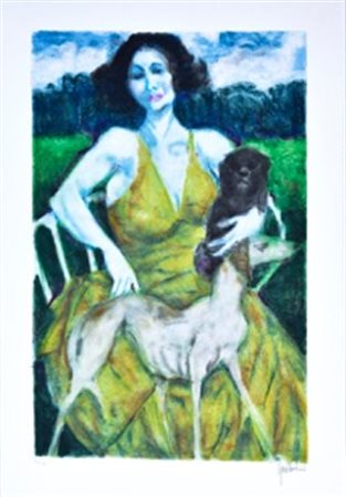 Squillantini Remo, Donna con cani, Anni 70