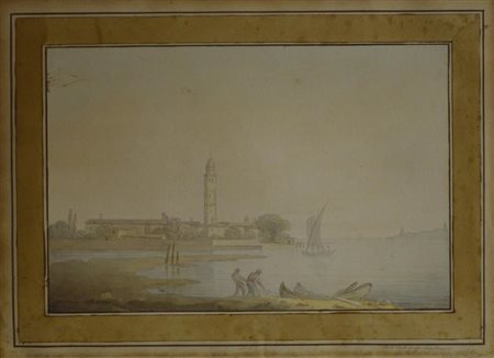 Robert Freebairn ISOLA DELLE GRAZIE VICINO VENEZIA gouache e acquerello su...
