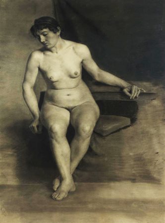 Scuola Francese del XIX secolo NUDO FEMMINILE matita e carboncino su carta,...