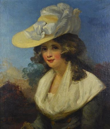 Scuola inglese XIX secolo RITRATTO DI SIGNORA olio su tela, cm 76x63,5