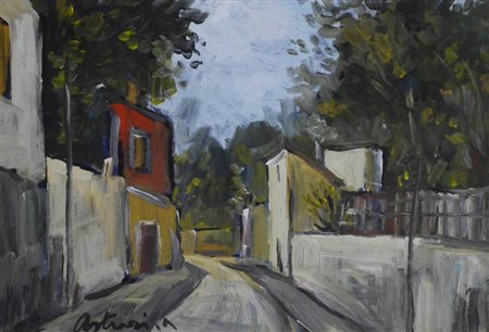 Antonio Asturi VEDUTA olio su cartone, cm 21,5x29,5 firma sul retro: firma e...