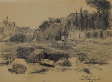 Antonio Asturi DAL TEATRO MARCELLO matita su carta, cm 23x30 firma e titolo