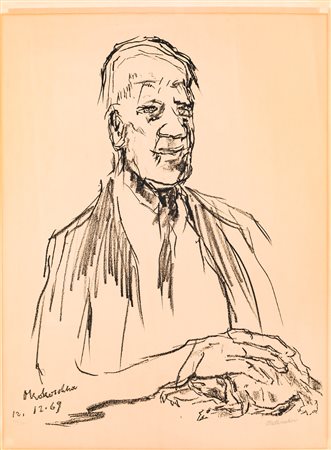 OSCAR KOKOSCHKA (1886-1980) - Autoritratto con tartaruga, 1969