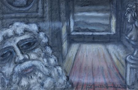 Enrico Allimandi PROSPETTIVE D'ARTE gessetti su carta, cm 42x63 firma e data...