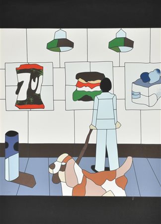 Ugo Nespolo AL MUSEO serigrafia su carta, cm 68,5x48,5 esemplare 107 su 150...