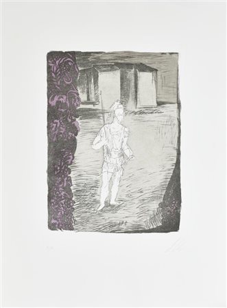 Sandro Chia EROE incisione su carta, battuta cm 57x41, su foglio cm...