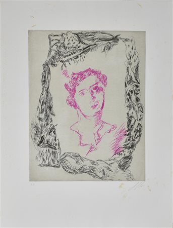 Sandro Chia RITRATTO incisione su carta, battuta cm 58x46, su foglio cm...