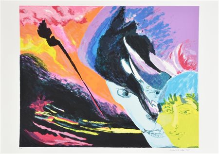 Remo Brindisi SENZA TITOLO litografia su carta, cm 50x70 esemplare P.A. firma