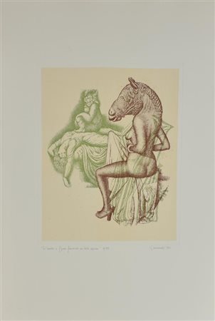 Giuseppe Guerreschi L'INCUBO E FIGURA FEMMINILE CON TESTA EQUINA incisione su...