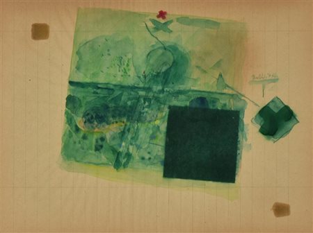 Ignoto SENZA TITOLO tecnica mista su carta, cm 32x22 firma e data eseguito...