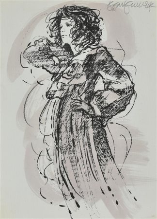 Ignoto SENZA TITOLO tecnica mista su carta, cm 25x18 firma