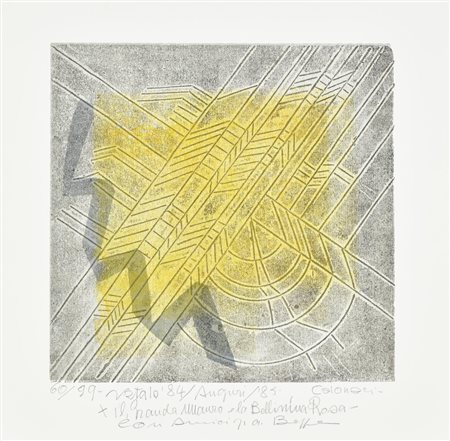 Giuseppe Calonaci COMPOSIZIONE acquatinta su carta, battuta cm 17x17, foglio...