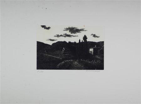 Nino Tirrinnanzi PAESAGGIO incisione, cm 50x70; es.71/99 firma e numerato