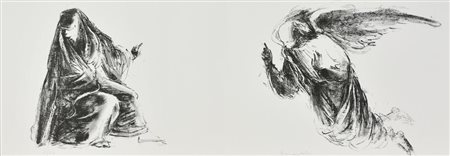 Ignoto ANNUNCIAZIONE litografia, cm 22,5x63,5; es. IX/XX firma e numerato