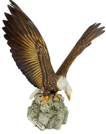 SCULTURA IN CERAMICA V. BINDI raffigurante 'The American Eagle', firmata V....