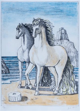 Giorgio de Chirico (Volos 1888-Roma 1978)  - Cavalli antichi, 1974