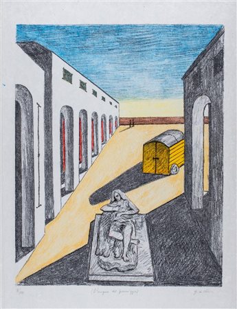 Giorgio de Chirico (Volos 1888-Roma 1978)  - L'enigma del pomeriggio, 1970