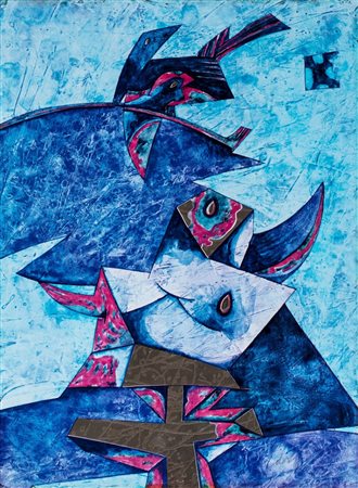 Gianni Dova (Roma 1925-Pisa 1991)  - Uccelli e toro