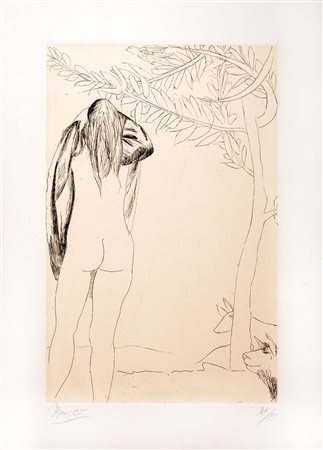 Giacomo Manzù (Bergamo 1908-Roma 1991)  - Nudo e albero