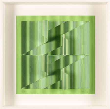 BIASI ALBERTO (n. 1937) Progetto S5, rilievo 4 in blu e giallo su fondo verde.