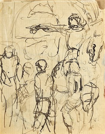 SIRONI MARIO (1885 - 1961) Composizione con cavallo. Al verso Figure e figura equestre.