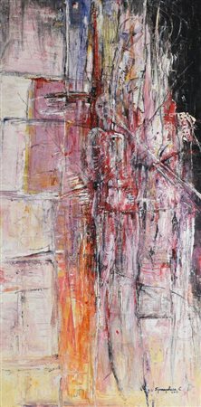 Ciro Spinapolice IMMAGINE acrilico su tela, cm 116x55 firma e data sul retro:...