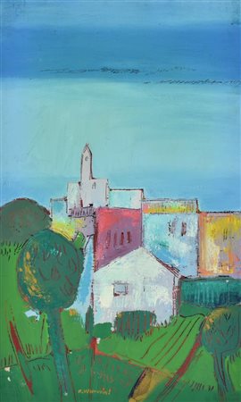 M. Venturini TOSCANA olio su tela, cm 50x30 firma sul retro: firma, titolo e...