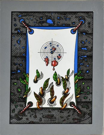 Elio Torriero BERSAGLIO olio su tavola, cm 24x18 firma sul retro: firma,...