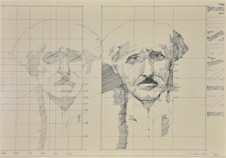 Sebastiano Trovato Toscanini tecnica mista su carta, cm 50x70 firma, titolo e...