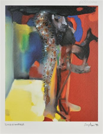 Marco Cingolani ULISSE IN PASSERELLA litografia su carta, foglio cm 26x20;...