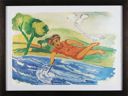 GERMANA' MIMMO (1944 - 1992) Senza titolo. 1985. Litografia su carta. Cm...