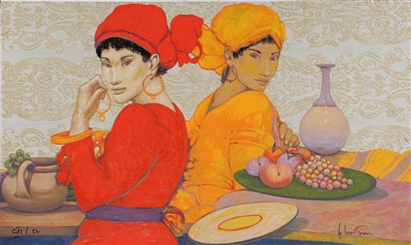 CIVITARESE GOFFREDO (n. 1936) Figure con natura morta. Serigrafia...