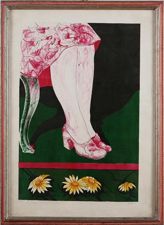 BANDELLI ENRICO (n. 1941) Senza titolo. 1974. Litografia. Cm 39x58,5. Tir....