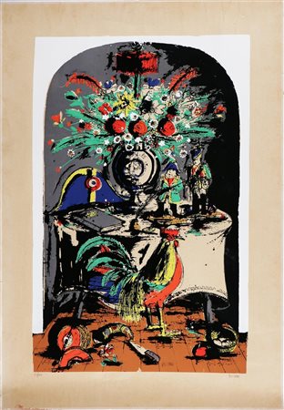 PICINNI GENNARO (n. 1933) Tavola imbandita. Litografia. Cm 72x103. Tir....