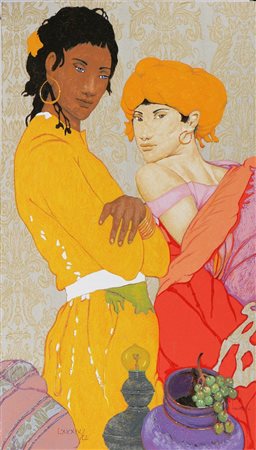 CIVITARESE GIORGIO (n. 1936) Figure con natura morta. Serigrafia polimaterica...