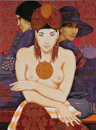 CIVITARESE GOFFREDO (n. 1936) Figure con natura morta. Serigrafia...