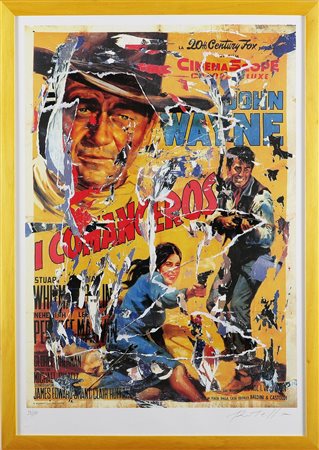 ROTELLA MIMMO (1918 - 2006) I Comanceros. Litodecollage. Cm 70x100. Tir....